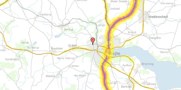 Trafikstøjkort på Vestbanevej 27, 7100 Vejle