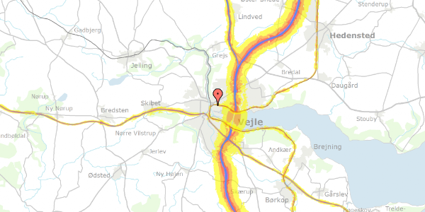 Trafikstøjkort på Worsaaesgade 16, 3. th, 7100 Vejle