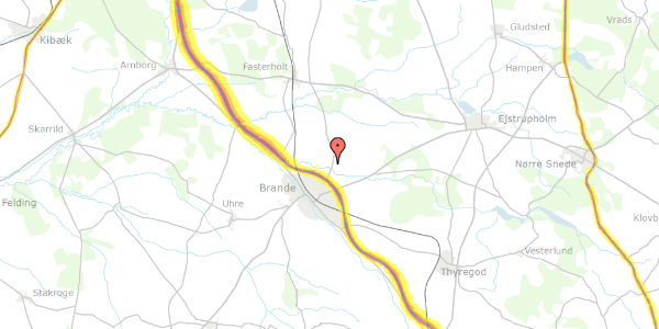 Trafikstøjkort på Arvad Møllevej 23, 7330 Brande