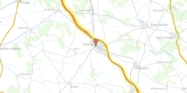 Trafikstøjkort på Mosevænget 33, 7330 Brande