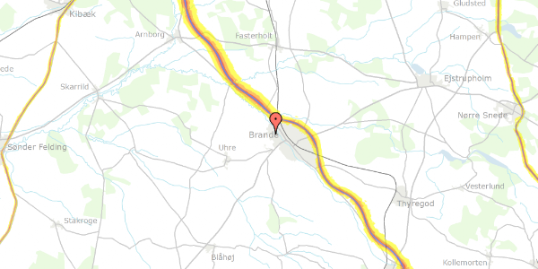 Trafikstøjkort på Nordlundvej 156, 7330 Brande