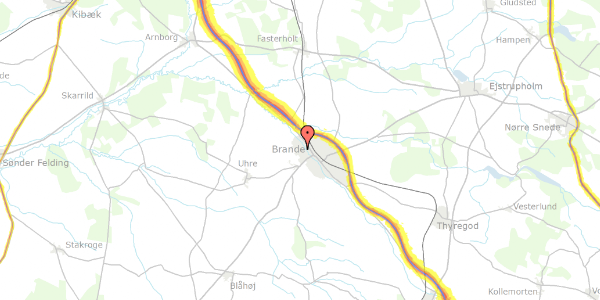 Trafikstøjkort på Tranevej 19, 7330 Brande