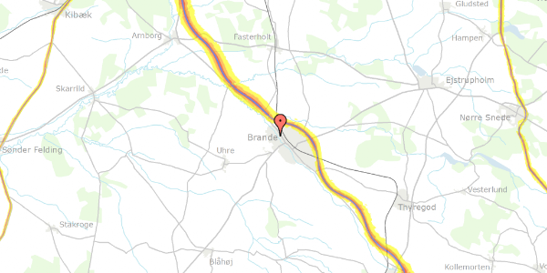 Trafikstøjkort på Tranevej 32, 7330 Brande