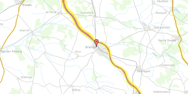 Trafikstøjkort på Tranevej 35, 7330 Brande