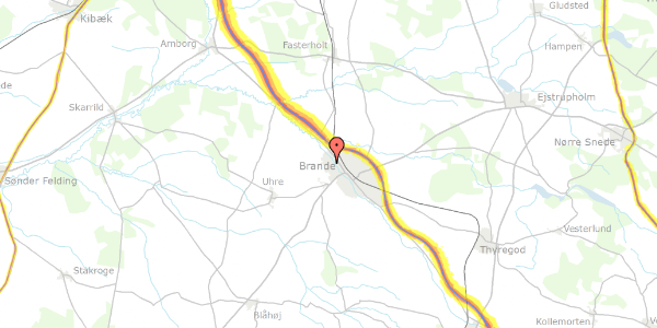 Trafikstøjkort på Tranevej 60, 7330 Brande