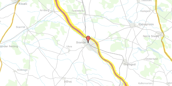 Trafikstøjkort på Åvænget 14, 7330 Brande