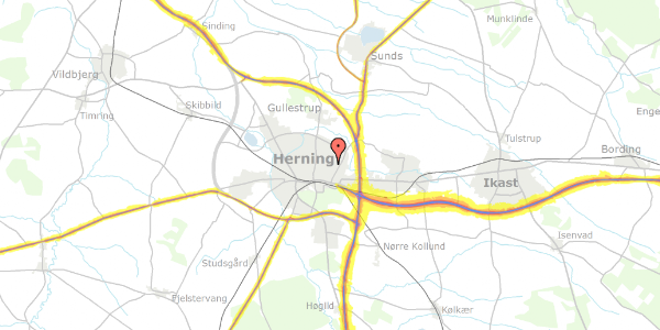 Trafikstøjkort på Finsensgade 38, 1. 12, 7400 Herning