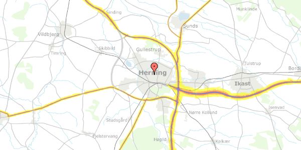 Trafikstøjkort på Gl. Kirkevej 27, 7400 Herning