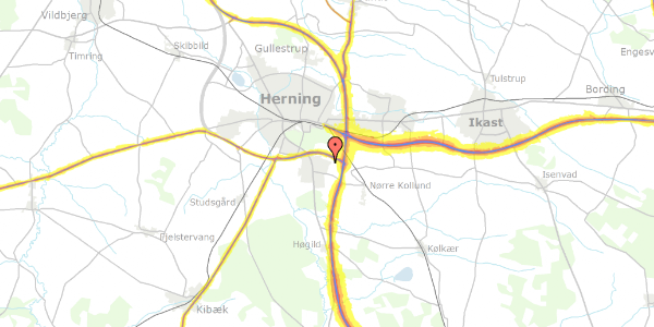 Trafikstøjkort på Knudmoseparken 182, 7400 Herning