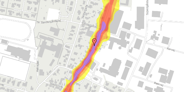 Trafikstøjkort på Hovedgaden 79, 6971 Spjald