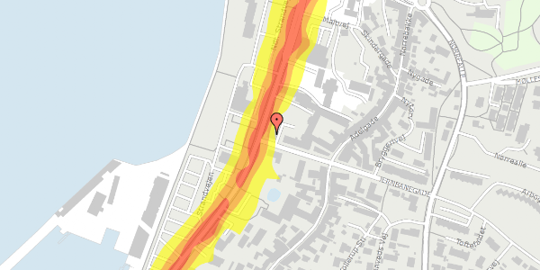 Trafikstøjkort på Jernbanegade 1, st. , 8400 Ebeltoft