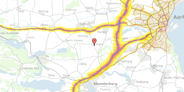 Trafikstøjkort på Bakkeskoven 2, 1. , 8464 Galten