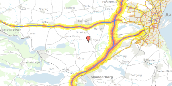 Trafikstøjkort på Bakkeskoven 95, 8660 Skanderborg