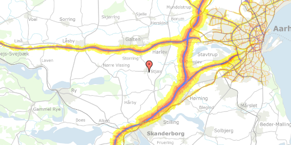 Trafikstøjkort på Enebærvej 2B, 8464 Galten