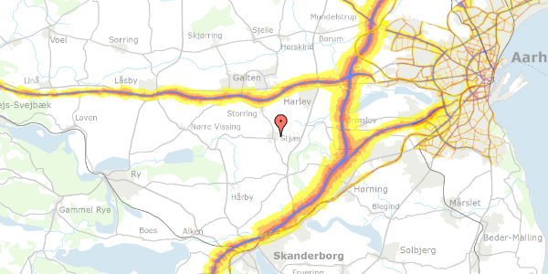 Trafikstøjkort på Kirkestien 6, 8464 Galten