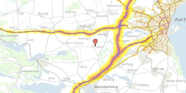 Trafikstøjkort på Nygårdsparken 29, 8464 Galten