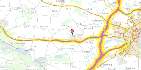 Trafikstøjkort på Skjørringvej 24, 8464 Galten
