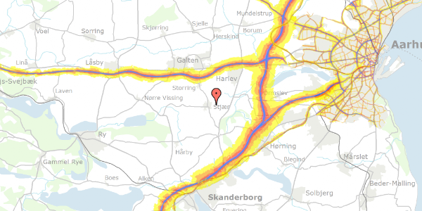 Trafikstøjkort på Tåstrupvej 24, 8464 Galten