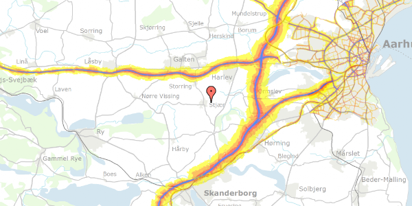 Trafikstøjkort på Tåstrupvej 29, 8464 Galten