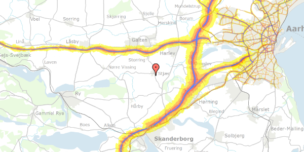 Trafikstøjkort på Tujavej 9, 8464 Galten