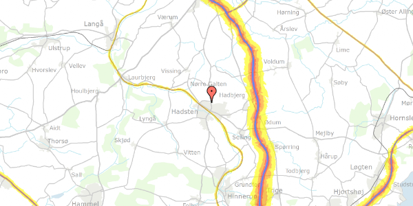 Trafikstøjkort på Norgesvej 28, 8370 Hadsten