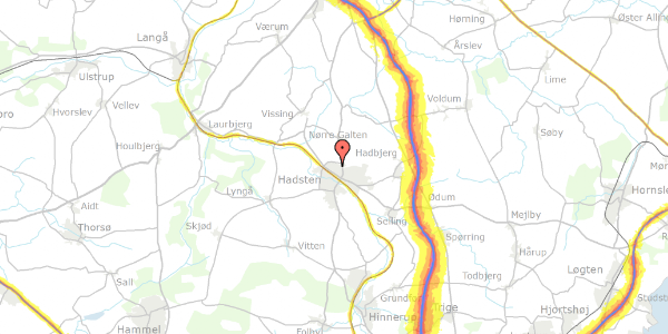 Trafikstøjkort på Norgesvej 48, 8370 Hadsten