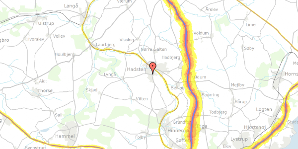 Trafikstøjkort på Over Hadstenvej 4, 8370 Hadsten