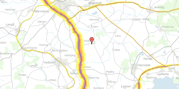 Trafikstøjkort på Voldum-Rud Vej 85, 8370 Hadsten