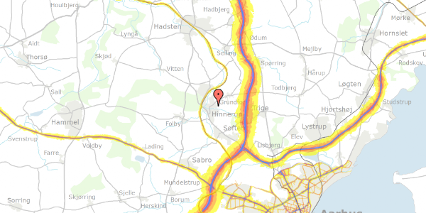 Trafikstøjkort på Gartnervænget 8, 8382 Hinnerup