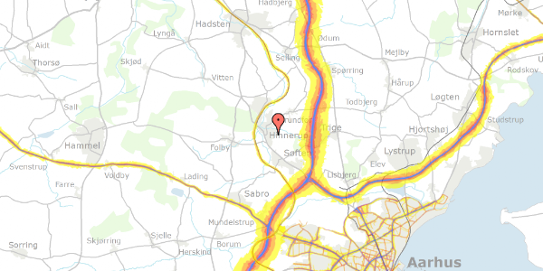 Trafikstøjkort på Navervej 11, 8382 Hinnerup
