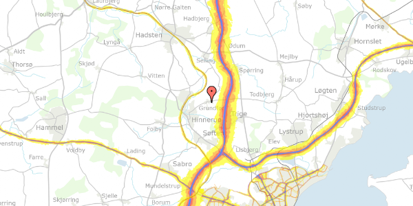 Trafikstøjkort på Rønbækvej 11, 8382 Hinnerup