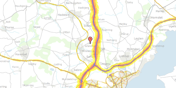 Trafikstøjkort på Rønbækvej 13, 8382 Hinnerup