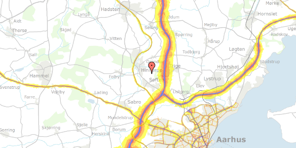 Trafikstøjkort på Rønbækvej 36, 8382 Hinnerup