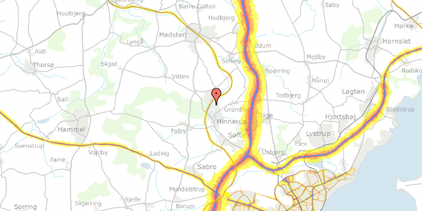 Trafikstøjkort på Stadionalle 4, 8382 Hinnerup