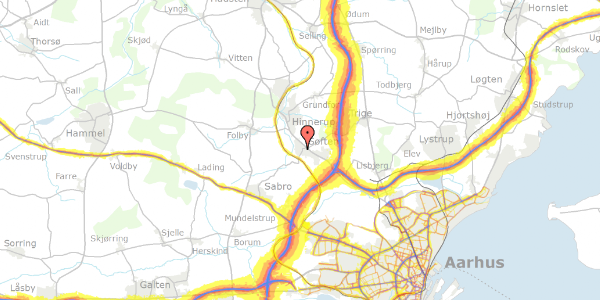 Trafikstøjkort på Søndermarken 56, 8382 Hinnerup