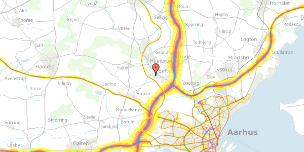 Trafikstøjkort på Søndermarken 151, 8382 Hinnerup