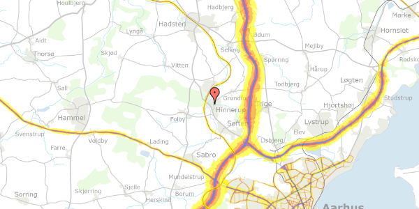 Trafikstøjkort på Århusvej 29, 8382 Hinnerup