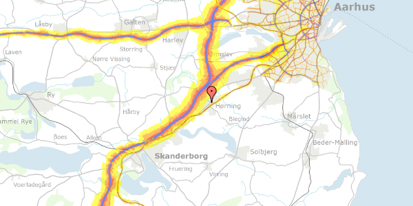 Trafikstøjkort på Adslevvej 1F, 8362 Hørning