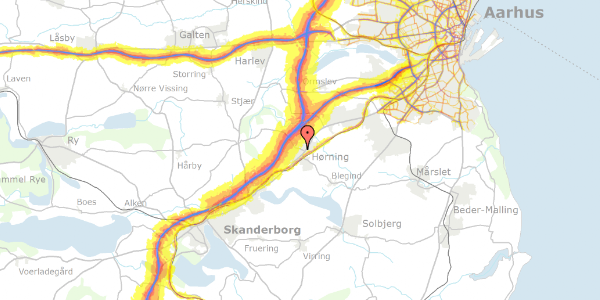 Trafikstøjkort på Adslevvej 25C, 8362 Hørning