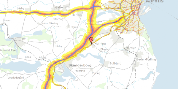 Trafikstøjkort på Ahornvænget 16, 8362 Hørning