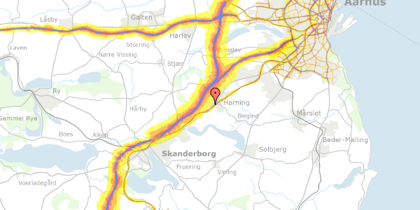 Trafikstøjkort på Ahornvænget 45, 8362 Hørning