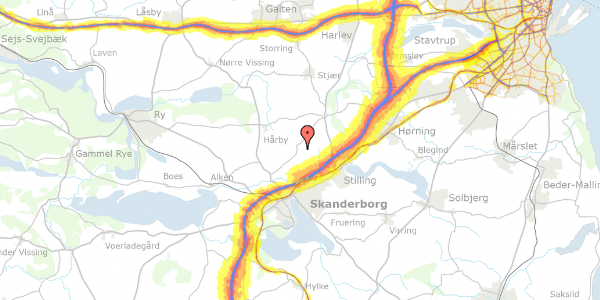 Trafikstøjkort på Bakkevænget 8, 8660 Skanderborg