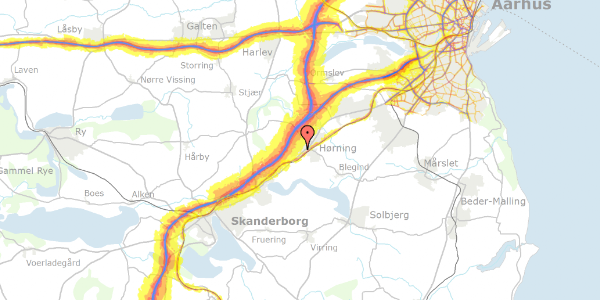 Trafikstøjkort på Bjertrupvej 33, 8362 Hørning