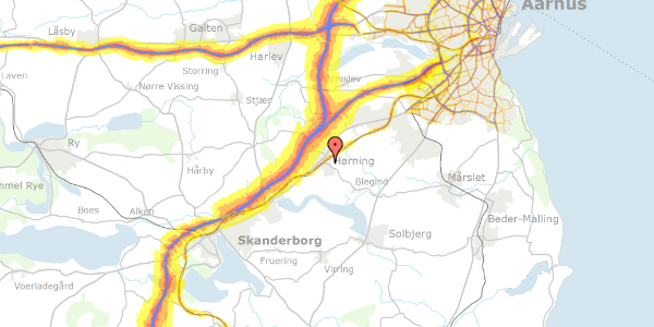 Trafikstøjkort på Blegindvej 17, 8362 Hørning