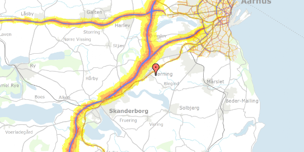 Trafikstøjkort på Blegindvej 34, 8362 Hørning