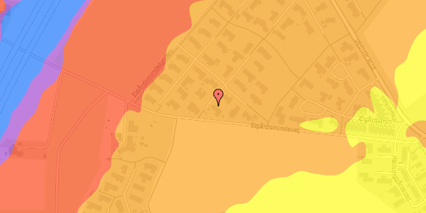 Trafikstøjkort på Elgårdsmindelunden 107, 8362 Hørning