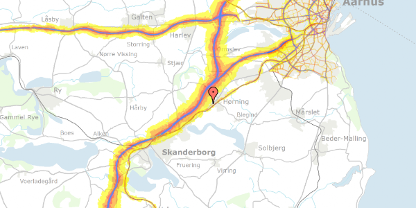 Trafikstøjkort på Fasanvej 9, 8362 Hørning