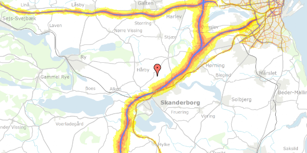 Trafikstøjkort på Foerlev Møllevej 33, 8660 Skanderborg