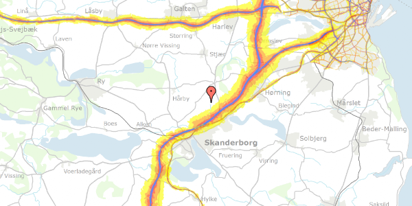 Trafikstøjkort på Gl Stillingvej 6, 8660 Skanderborg