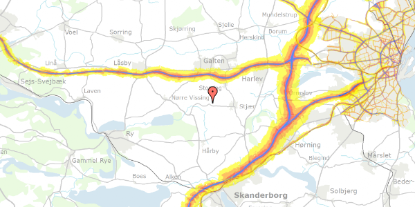 Trafikstøjkort på Græsballe 2, 8660 Skanderborg